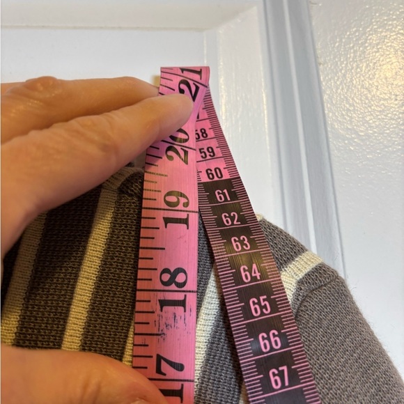 Free People Tan-ish/Gray and White Striped Fabric Double Breasted Sweater S XS - Picture 3 of 7